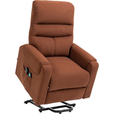 Sillón HOMCOM, sillón eléctrico con función de masaje, calefacción y función de reclinación, poliéster marrón claro 79x97x103cm para comodidad y relajación (1/5)