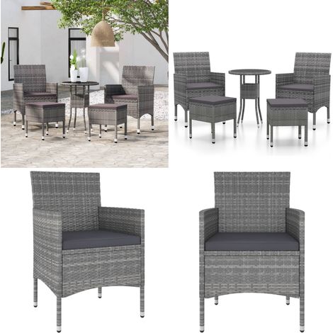5-tlg. Garten-Lounge-Set Poly Rattan Grau - Gartengeräte - Gartenmöbel - Loungesessel - Outdoor Möbel - Gartenloungeset - Home & Living (1/5)