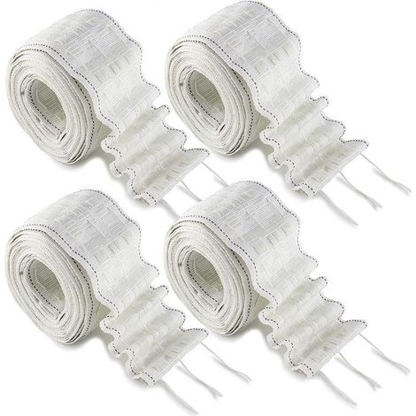 Ensemble de 4 pièces de 3 mètres de ruban élastique pour rideaux, ruban à crochets épaissi, ruban de tissu pour rideaux de 8 cm, sangle en polyester et coton.