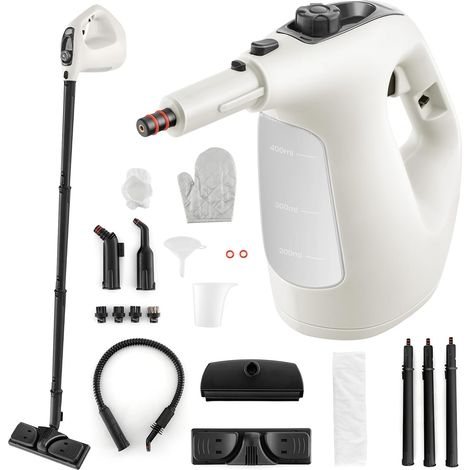 Nettoyeur vapeur manuel 1500 W, réservoir : 400 ml, température : jusqu'à 125 °C, temps de chauffe : 1 min, pression de vapeur : 2 bar, nettoyeur vapeur avec 14 accessoires et câble (1/5)