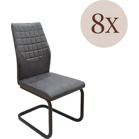 Sitzgruppe Quintano: 8 Stühle, Samtoptik, gepolstert, Dunkelgrau