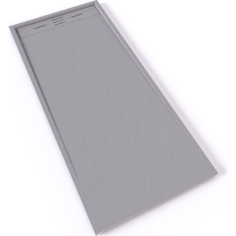 HIEMAL Receveur de douche 80 x 180 cm résine Gris aspect ardoise + bonde incluse - Salle de bain