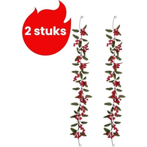 2-teiliger Weihnachtskranz – Weihnachtsgirlande – Weihnachtsdekoration – Partydekoration mit roten Beeren – Grün, Rot (1/5)