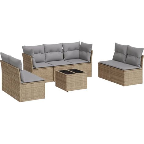 Maison Exclusive - Set Divano da Giardino 8 pz con Cuscini Beige in Polyrattan