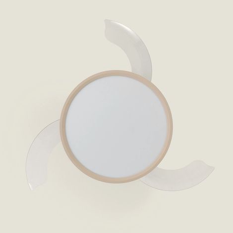 Ventilador de Techo con luz Silencioso DC aspas retráctiles Kleon Transparente Mando a Distancia Pequeña (hasta 10 m²) 105 cm Beige