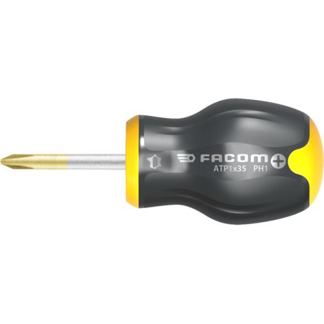 Facom – Tournevis plat Protwist PH1 35mm – Lame courte pour espaces confinés – Manche Soft Grip pour confort – Traitement tri-coating anti-corrosion (1/5)