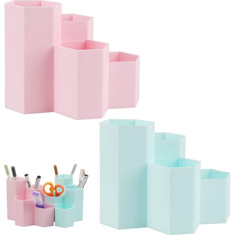 Porte-Stylos Hexagonal - Pot À Crayons En PP - Pour Bureau Maison École - 2 Pièces (1/5)