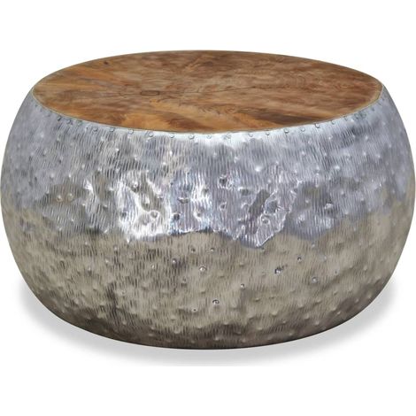 Couchtisch Aluminium Teak 60x60x30 cm