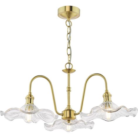 Dar Hadano Suspension Hadano à 3 lumières en laiton naturel et verre (1/5)
