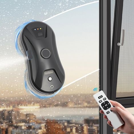 Fensterputzroboter Automatischer Fensterreinigungsroboter Fensterroboter,Fensterreiniger Roboter Fenstersauger 2800Pa Starke Saugkraft 29.5  14.5  9.5cm