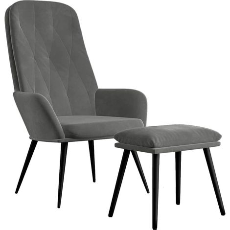 Maison Exclusive - Relaxsessel mit Hocker Dunkelgrau Samt (1/5)