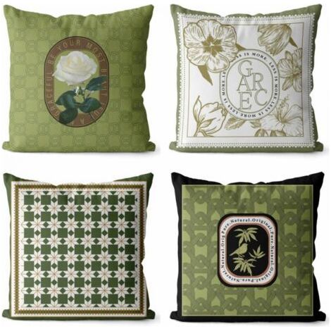 Lot de 4 45x45 Housses de Coussin Taie d'oreiller Décoratif Canapé pour Chambre, Canapé, Chaise, Lit,Jardin (Vintage vert) (1/5)