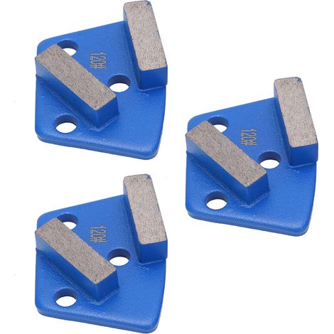 3 patins de meulage diamantés trapézoïdaux, pour une découpe agressive des sols en béton, 2 dents longues, bleus, 120 (1/5)