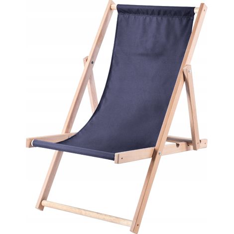 KADAX Liegestuhl, Strandstuhl aus Holz, Sonnenliege bis 120kg, Dunkelblau