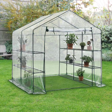 Serra da Giardino 'Grünau' con 6 Ripiani (LxPxA) 200 x 200 x 220 cm - Forma di Casetta [en.casa] (1/5)