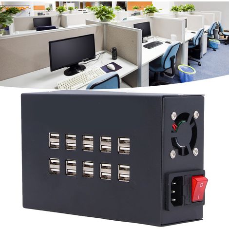 Chargeur multiport double rangée USB-20D, chargeur USB multiport, chargeur multifonction, tête de charge électronique 220 V (1/5)