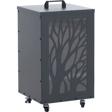 [NON UTILIZZATO] Contenitore per pellet albero HHG-266 stoccaggio pellet, con setaccio filtro e rotelle 64x36x36cm, antracite (1/5)