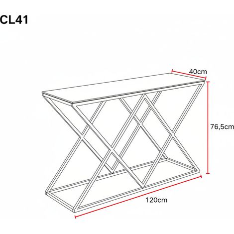 Console métal chrome base triangulaire plateau effet marbre 120 cm TRIANGLE (1/3)
