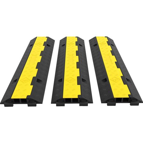 Protège-câble 101x24,5x5cm, lot de 2, capacité 4989,5 kg par essieu, rampe de protection pour câbles, passage voiture, en caoutchouc. (1/5)