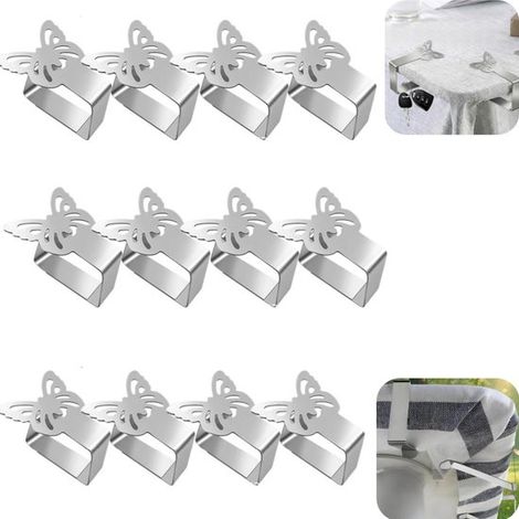 Pinces de table lot de 12 - clips en métal 4,8 x 4,2 cm pour nappes, argent (1/5)
