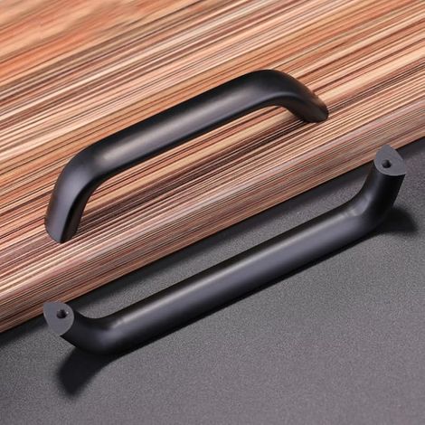 Lot de 4 poignées de cuisine en aluminium - Poignées d'arche - Poignées d'armoire - Poignées de porte - Pour coiffeuse, armoire, tiroir - Noir (1/5)