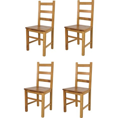 Tommychairs - Set 4 sedie modello Rustica per cucina bar e sala da pranzo, robusta struttura in legno di faggio color rovere e seduta in legno (1/5)