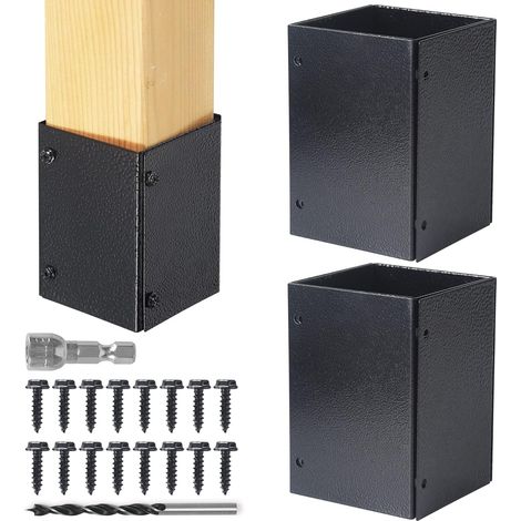 Lot de 2 protecteurs de poteaux réglables en acier inoxydable (plage de 8,4 à 15,2 cm), protège les boîtes aux lettres et les clôtures en bois contre les dommages causés par la tondeuse à gazon (1/5)