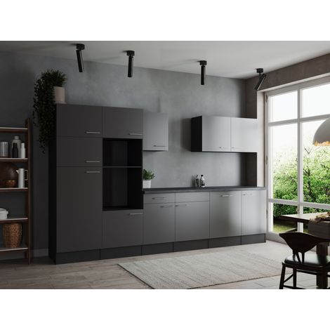 Küche Küchenzeile Leerblock Grau Matt Grau Oliver 340 cm Respekta