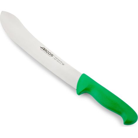 Cuchillo de carnicero  Arcos Colour - Prof  292721  de acero inoxidable Nitrum y mango ergonómico de Polipropileno de color verde y hoja de 25 cm, funda display (1/5)
