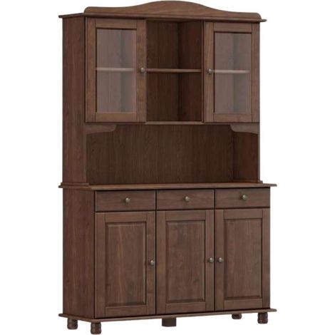 Domo Mea Credenza in Pino Massiccio Scuro - 5 Ante e 3 Cassetti 1,97 m