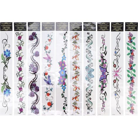 10 autocollants tatouage temporaire femme taille ventre éphémères waterproof stickers adhésifs (1/5)
