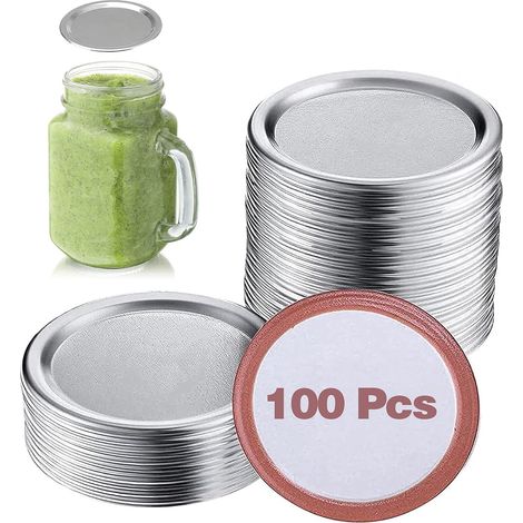 100 couvercles à ouverture standard pour bocaux de conserve, couvercles à ouverture fendue étanches pour bocaux ronds, bouchons pour bocaux de conserve.