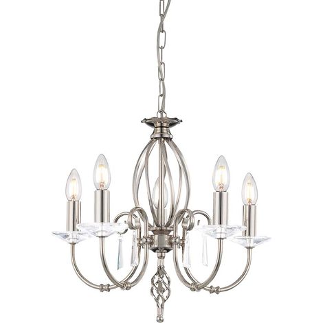 Lampadario Aegean nichel lucido cristallo 5xE14 Elstead
