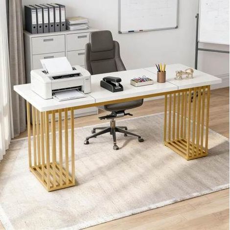 Escritorio oficina 180x79x78 cm madera y metal OKMYHOME (1/5)