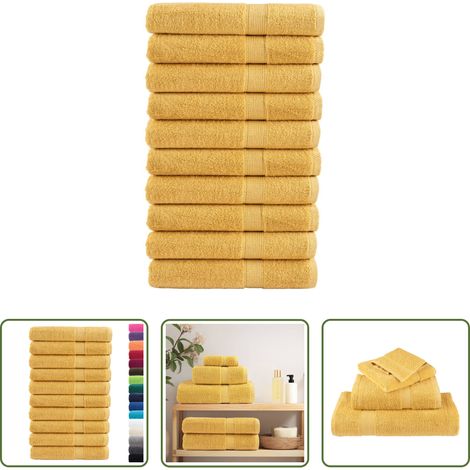 Baumwolle - Premium Handtücher SOLUND 10 Stk. Gold 100x200 cm 600 g/m² (1/5)