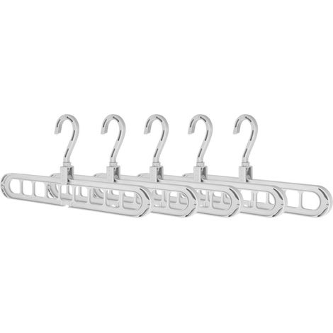 Lot de 5 cintres pliables multifonctionnels portables à 9 trous pour gagner de la place (gris) (1/4)