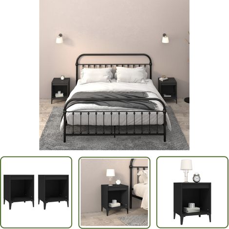 Tables de chevet 2 pcs Noir 40x35x50 (1/5)