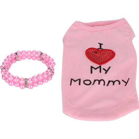 Vêtements mignons pour animaux de compagnie : T-shirt chiot en coton doux et respirant, gilet/sweat-shirt avec collier, rose, taille S. (1/5)