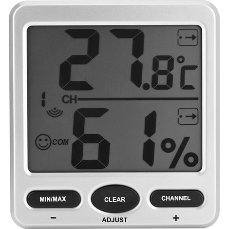 Station météo sans fil 8 canaux - Portée 300m avec 3 capteurs et horloge prévisions météo (1/5)