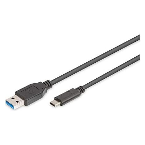 Digitus USB-Kabel USB 3.2 Gen1 USB-A Stecker, USB-C® Stecker 1.00 m Schwarz Rund, beidseitig verwen (1/5)