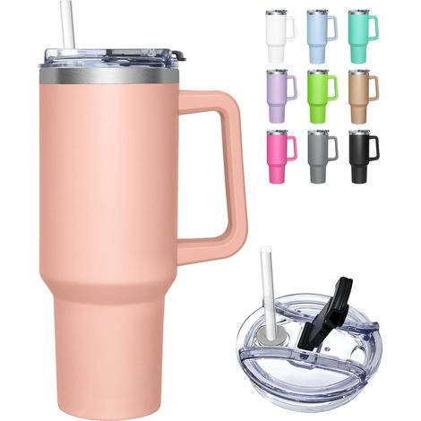 Gobelet Isotherme - 1180ML - Acier Inoxydable - Couvercle 2-en-1 et Paille - Voyage et Bureau (1/5)