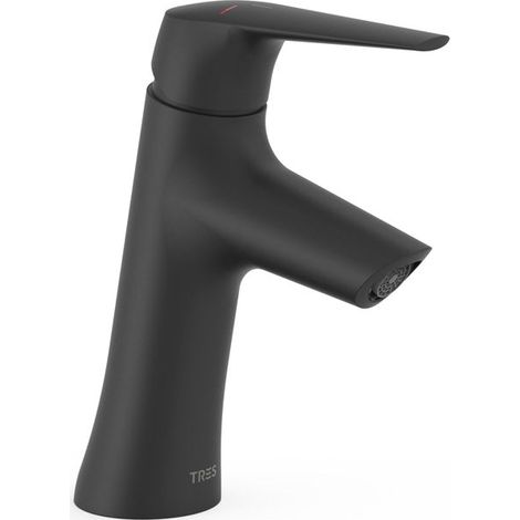 TRES 28110402NM FUJI Grifo Monomando Lavabo Inclinado Ecoeficiente Color Negro Mate - ref: 28110402NM