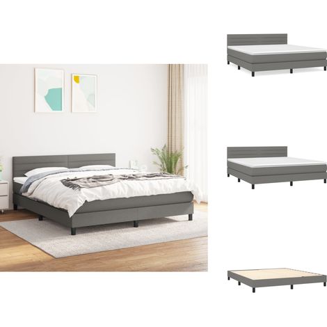 Boxspringbett mit Matratze Dunkelgrau 160x200 cm Stoff - Boxspringbett - Doppelbett - Bettenrahmen - Matratze - Schlafsystem (1/5)