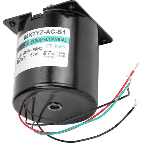 Wechselstrom-Synchronmotor mit Kondensatorunterstützung, Rechts-/Linkslauf, hohes Drehmoment, niedrige Drehzahl, 60 W, XD80KTYZ, 80 U/min, 110 V Wechselstrom (1/5)