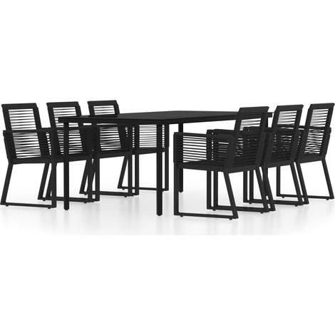 Set da pranzo da giardino con mobili da esterno 7 pezzi nero 020014037