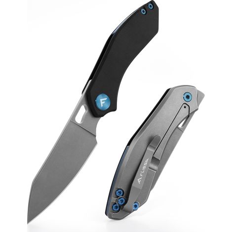 FLISSA Couteau Pliant de Poche en Acier Inoxydable, Couteau Multifonction avec Poignée en G10 pour Camping, Randonnée, Alpinisme, Voyage, Utilisation Quotidienne, Noir