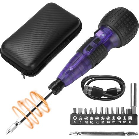 Mini Visseuse Sans fil Petite 3.6V, Tournevis Électrique Sans Fil Rechargeable 3.3N.m, Batterie 2000mAh, 11 Embouts en Acier S2, Charge Type C, Lumière LED, pour Montage Meubles (1/5)