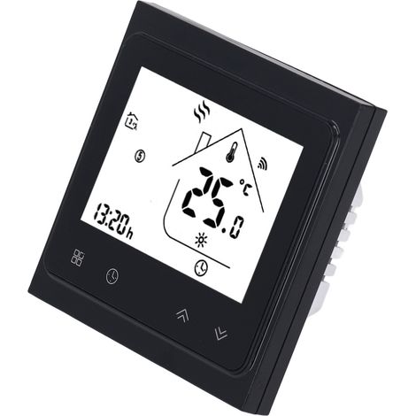 WLAN-Thermostat für Warmwasserboiler mit LCD-Touchscreen, digitaler Temperaturregler mit passivem Ausgang, 95–240 V, Schwarz (1/5)