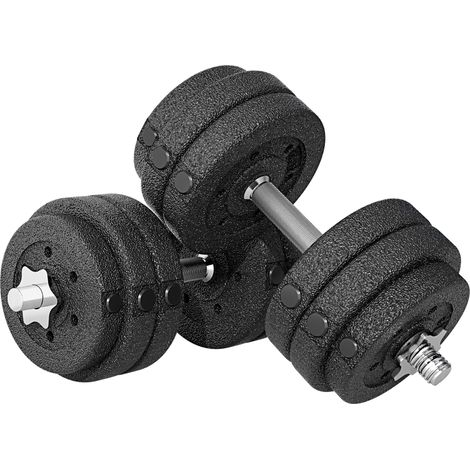 Set Pesi Manubri da 30 kg con 12 Dischi in Acciaio e Sabbia Nero (1/5)