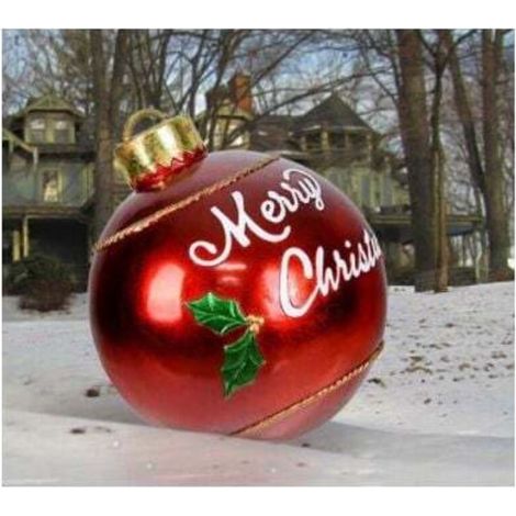 Giant 60cm Christmas bauble, transparent bauble, giant inflatable Christmas baubles, outdoor inflatable Christmas bauble, PVC Christmas decorations, red